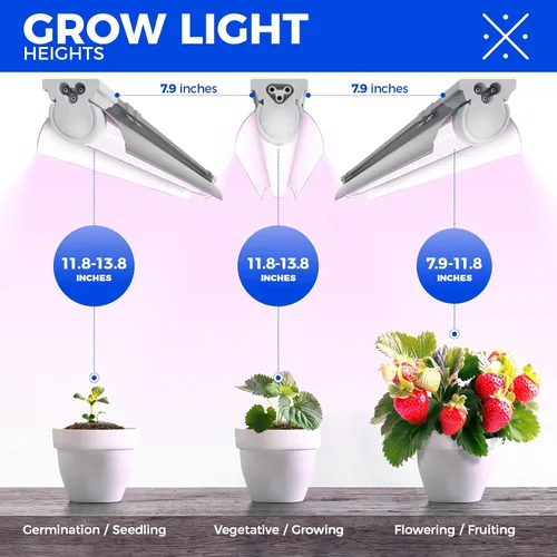 Vista 5 de Barrina Luz de cultivo T8 de 2 pies, 144 W (6 x 24 W), equivalente a 800 W, espectro completo, luz de planta de luz solar, bombillas LED de cultivo