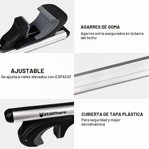 Vista 4 de Stay There - Barras transversales de techo de aluminio aerodinámico de 56" universales, ajustables, con capacidad de carga de 200 lbs