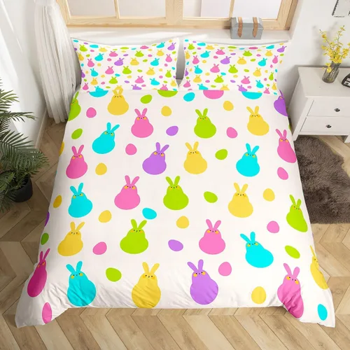 Vista 29 de Erosebridal Juego de funda de edredón de Pascua de conejos, tamaño Color 01