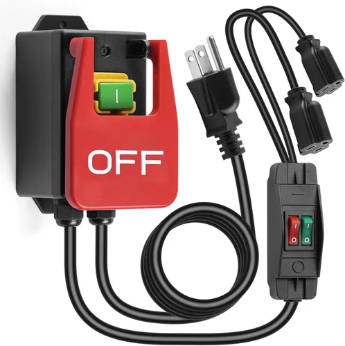 Vista 11 de Interruptor de seguridad monofásico de 110 V, interruptor de mesa Ortis Router con 2 enchufes hembra y arranque/parada sincronizados, paleta