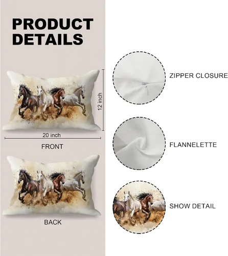 Vista 7 de Fundas de almohada de 12 x 20 pulgadas, regalos para amantes de los caballos, fundas de almohada lumbares decorativas para el hogar, sala de estar