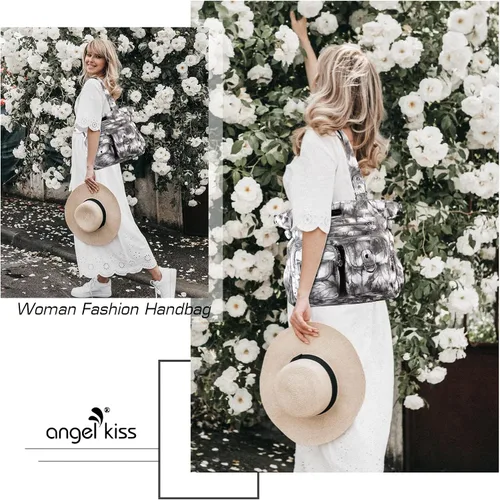 Vista 7 de Angel Kiss Monederos y bolso de mano para mujer, bolso de hombro de piel sintética suave para mujer, bolso de mano con asa superior