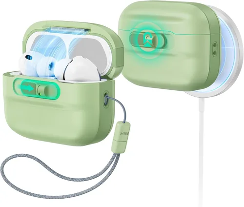 Vista 16 de ESR Funda para AirPods Pro (2023/2022/2019, 2ª/1ª generación), compatible con Airpods Pro 2 (cable USB-C/Lightning), listo para MagSafe, bloqueo
