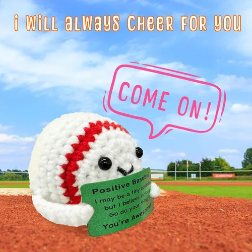 Vista 3 de Divertido mini regalo de béisbol de ganchillo para los amantes del béisbol, regalos de cumpleaños para hombres, mujeres, jugadores de béisbol, apoyo