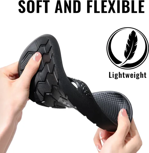 Vista 5 de Litfun Sandalias ortopédicas cómodas con soporte de arco para fascitis plantar, color negro 38