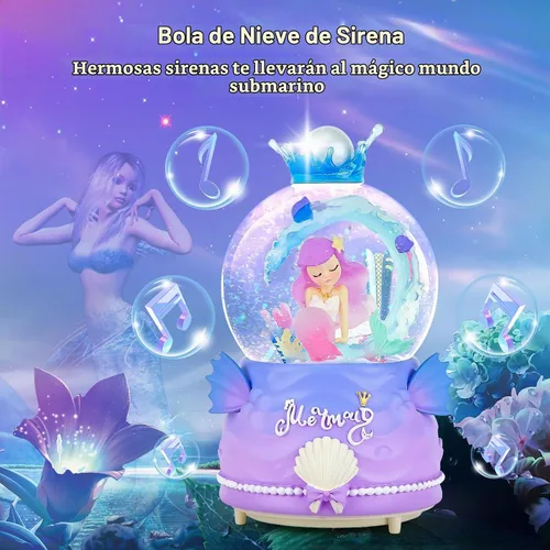 Vista 2 de Globo de nieve BREIS, globos de nieve de sirena de 100 mm automáticos con copos de nieve, cajas de música, luces LED, decoración del hogar, regalos