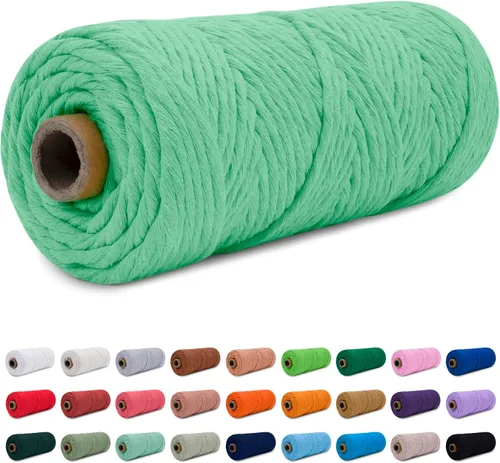 Vista 25 de CAMAL Cordón de macramé de 0.157 in x 109 yardas (328.1 ft), cuerda de algodón de color para tejer, manualidades, colgar en la pared, proyectos