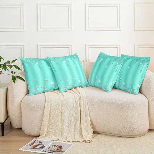 Vista 7 de Feelyou Juego de 4 fundas de almohada con diamantes para decoración del hogar, sala de estar, funda de cojín decorativa reversible con diamantes