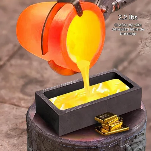 Vista 4 de Luxiys Kit de fundición de soplete de grafito de 9 piezas, incluye molde de lingote de fundición de grafito, taza de cuarzo, 2 palitos agitadores