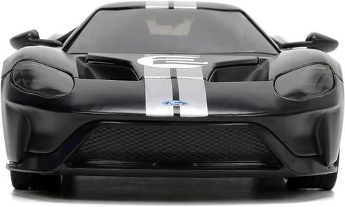 Vista 3 de Jada Toys Big Time Muscle 1:24 2017 Ford GT - Coche fundido a presión con rayas negras/blancas, juguetes para niños y adultos