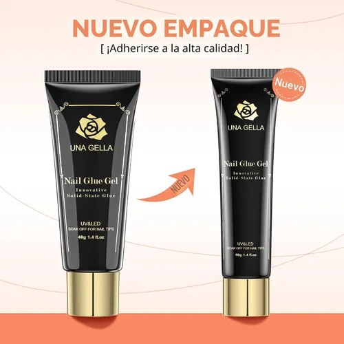 Vista 2 de UNA GELLA - Puntas de uñas de gel suave para pegar de 1.4 fl oz de secado por lámpara, permanente, pegamento de uñas fuerte para uñas acrílicas