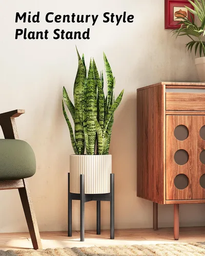 Vista 6 de GENTINGBRO Soporte ajustable para plantas de interior, soporte de bambú para plantas de 8, 9, 10, 11, 12 pulgadas, soporte de esquina pequeño
