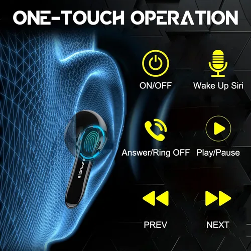 Vista 3 de AWEI Auriculares T35 para juegos con micrófono, auriculares inalámbricos Bluetooth de alta sensibilidad con luces de respiración de modo
