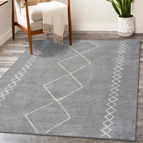 Vista 15 de LUXE WEAVERS - Alfombra geométrica marroquí estilo boho, color gris, tamaño 8 x 10, Daphnes 2735
