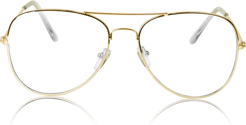 Vista 3 de SUNNYPRO Lentes transparentes de gran tamaño Aviador Marco UV400 Oro Halloween Disfraz