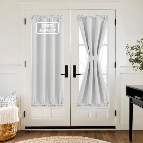 Vista 173 de NICETOWN Cortinas de Lino para Puerta Lateral - Cortinas Opacas con Aislamiento Térmico para Puerta Delantera Francesa para Sombra Pequeña