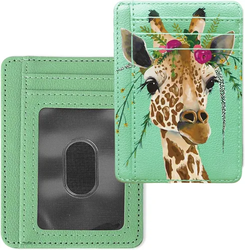 Vista 7 de Cartera delgada minimalista con bolsillo frontal, mini tarjetero con bloqueo RFID, bolsillo frontal, monedero con ventana de identificación