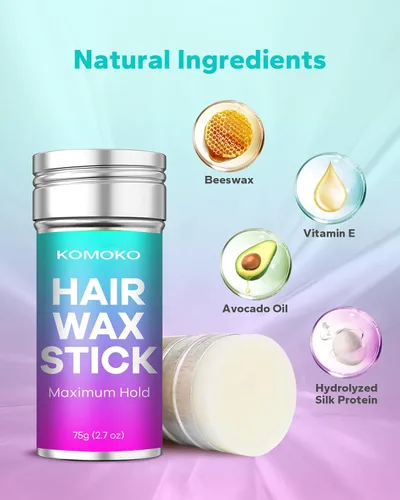 Vista 5 de Komoko Barra de cera para el cabello (2.7 onzas), barra de cera para el cabello, barra de cera para control de bordes del cabello, cera para cabello