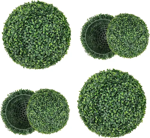 Vista 9 de Goplus 2 bolas topiarias artificiales de 15.7 pulgadas, bolas redondas de boj de imitación para exteriores, esferas de jardín decorativas
