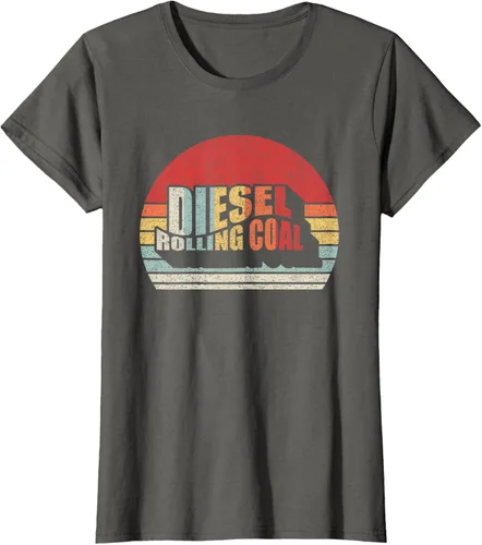 Vista 7 de Camiseta de camión diésel con motor diésel retro y divertido de carbón, Negro