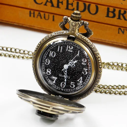Vista 4 de Reloj de bolsillo para hombre, árabe digital reloj de bolsillo con cadena para hombre