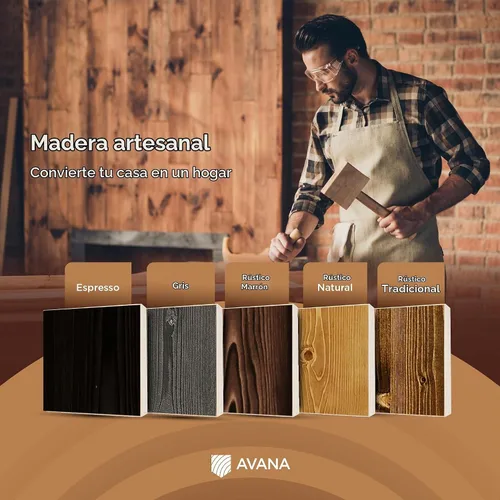 Vista 4 de Muestras de color de madera de pino natural Avana - Encuentra tu combinación perfecta para estantes de repisa - Muestras de madera auténticas - 5