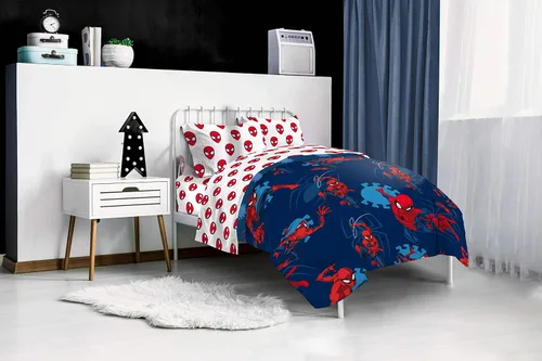 Vista 5 de Jay Franco Marvel Spiderman Spidey Daze - Juego de ropa de cama individual y cortinas de salvar el día