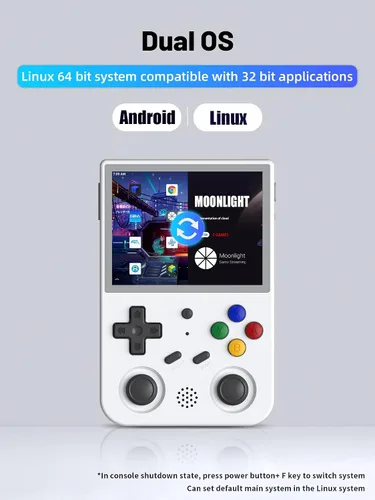Vista 2 de RG353V Handheld Game Console 3.5 Inch IPS Screen 640*480 High Resolution CPU RK3566 Quad-Core OS Android 11, Linux 2G64G+16G 3200mAh Battery(White)