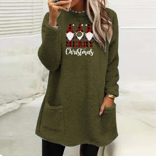 Vista 2 de Abrigos de cuello redondo para mujer, holgados, largos, térmicos, mullidos, para invierno y otoño, moda 2023