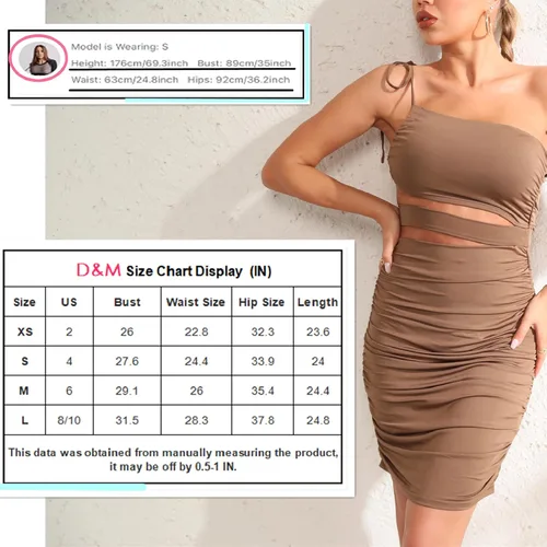 Vista 3 de D&M Vestidos de fiesta de club con tirantes delgados y espalda descubierta, sexy fruncido para mujer