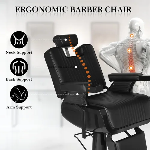 Vista 5 de Silla de peluquería reclinable para peluquería, silla de peluquería profesional para estilista, silla giratoria de 360 grados con reposacabezas