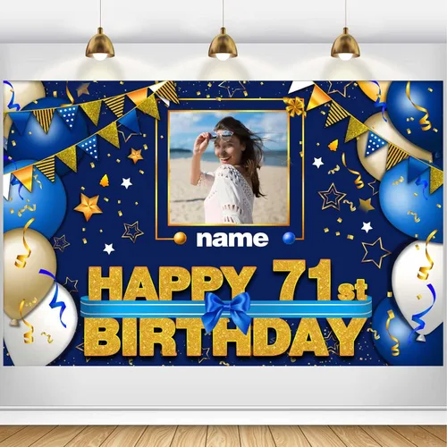 Vista 54 de Pancarta Personalizada de Decoraciones de Feliz Cumpleaños 101 - Telón de Fondo de 101 Años para Mujeres Hombres Niños Niñas Suministros de Fiesta