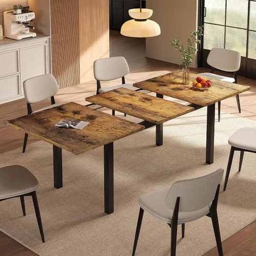 Vista 9 de Einhomn - Mesa de comedor moderna y extensible para 4-6 personas, mesa de cocina estilo granja de 63", mesas rectangulares para comedor, cocina