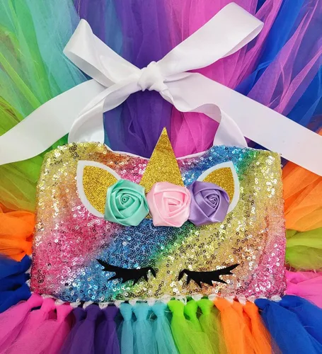 Vista 4 de Dicodoum Disfraz de unicornio para decoración de cumpleaños, vestido de fiesta para niñas con luz