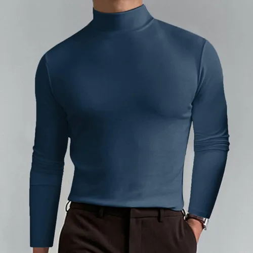 Vista 4 de WYUTX Men's Turtle Neck Shirts Lightweight Mock Turtleneck Sweater Long Sleeve Knitted Slim Fit T Shirts Basic Underwear Tops