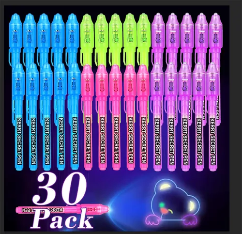 Vista 2 de 30 bolígrafos de tinta invisible con luz UV, bolígrafos espía con mensaje secreto, marcadores de tinta invisible mágica, recuerdos de fiesta