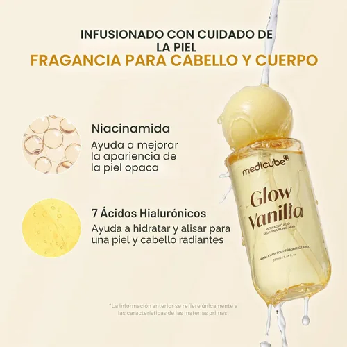 Vista 3 de medicube Bruma de fragancia Glow Vanilla para cabello y cuerpo, 3.38 onzas