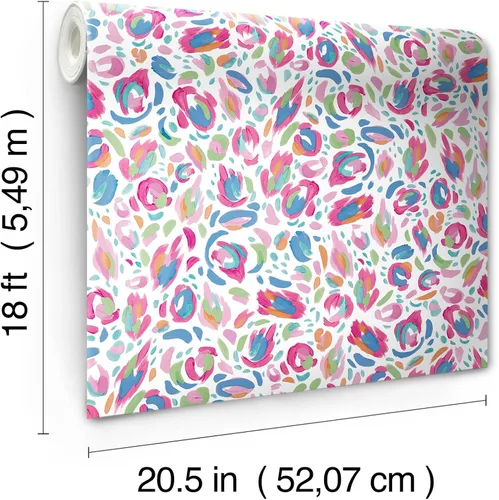 Vista 7 de RoomMates EttaVee - Papel tapiz con diseño de leopardo, color rojo