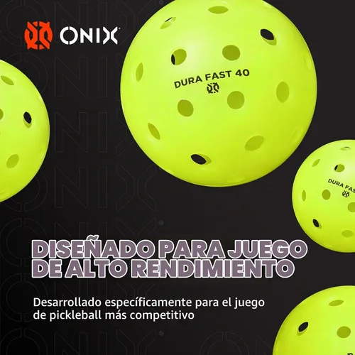 Vista 3 de Onix Pelotas de pickleball para exteriores - Pure 2 y Dura 40 Dura 40 - Paquete de 4 - Verde neón