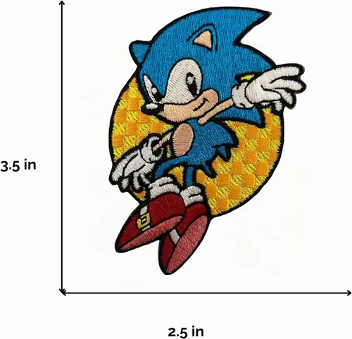 Vista 4 de Leaping Sonic - Parche para planchar clásico de Sonic The Hedgehog