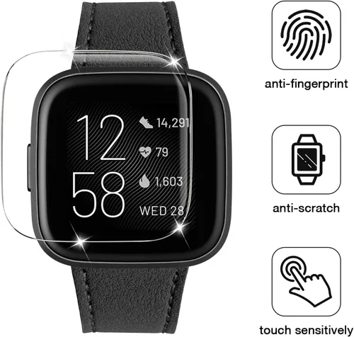 Vista 3 de WFEAGL Correa para Fitbit Versa, correa de cuero de grano superior para reloj inteligente Fitbit Versa Fitness (correa negra + hebilla negra)