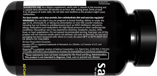 Vista 3 de Saba TrimPro™ - Quemador de grasa termogénico - Pérdida de peso, supresor del apetito y refuerzo de energía - Vitaminas, minerales e ingredientes