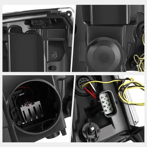 Vista 6 de PM PERFORMOTOR Switchback - Conjunto de faros delanteros LED con proyector cuadrado cuádruple Carcasa negra/esquina ámbar