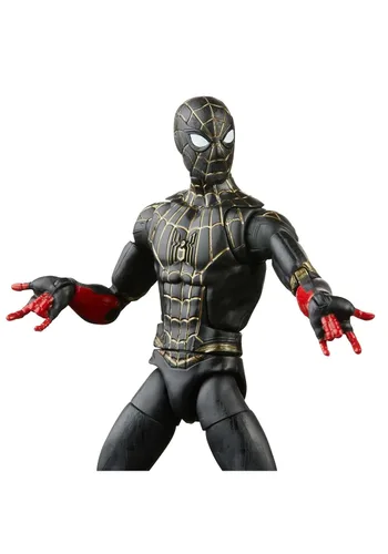 Vista 4 de Serie Marvel Legends - Figura de acción coleccionable de Spider-Man con traje negro y dorado de 6 pulgadas, 2 accesorios y 1 parte(s)