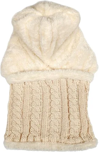 Vista 2 de Gorro de Invierno para Mujer de Una Pieza con Forro Polar Pasamontañas de Punto Conjunto con Bufanda Circular para Cuello Gorro de Esquí para Nieve