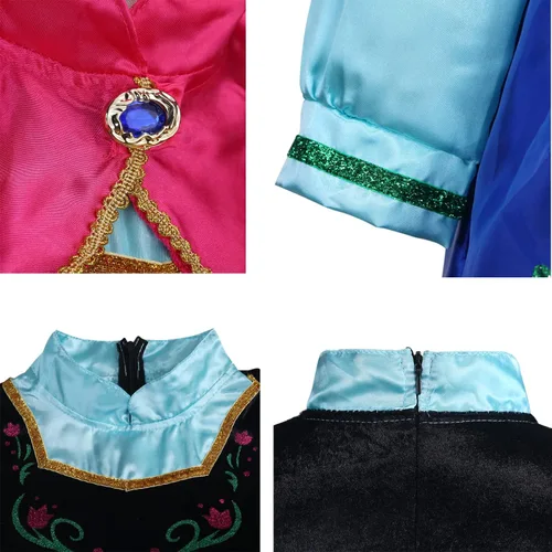 Vista 6 de NALIGO Disfraz de princesa para niñas, disfraz de cumpleaños, Navidad, trajes con accesorios