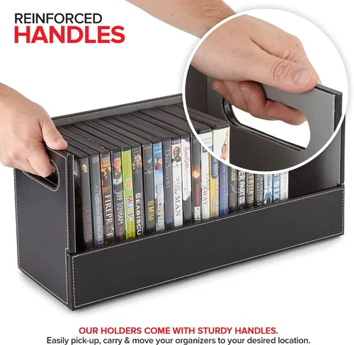 Vista 4 de Stock Your Home caja de almacenamiento de DVD, organizador de estante de películas para Blu-Ray, estuches de videojuegos, CDs, soporte para cintas