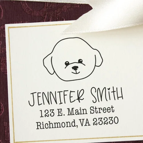 Vista 82 de Sello de dirección personalizado Basset Hound – Sello personalizable con nombre y dirección para sobres, ideal para amantes de los perros