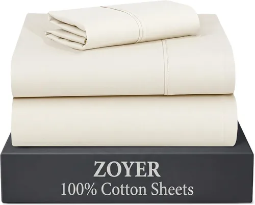 Vista 45 de ZOYER Sábanas de 100 % algodón percal tamaño individual, refrescantes y transpirables, duraderas, con una sensación nítida, suave y cómoda, bolsillo