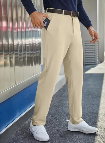 Vista 4 de JMIERR Pantalones de golf para hombre, elásticos, ajustados, para correr, viajes, trabajo, pantalones de vestir chinos para hombre